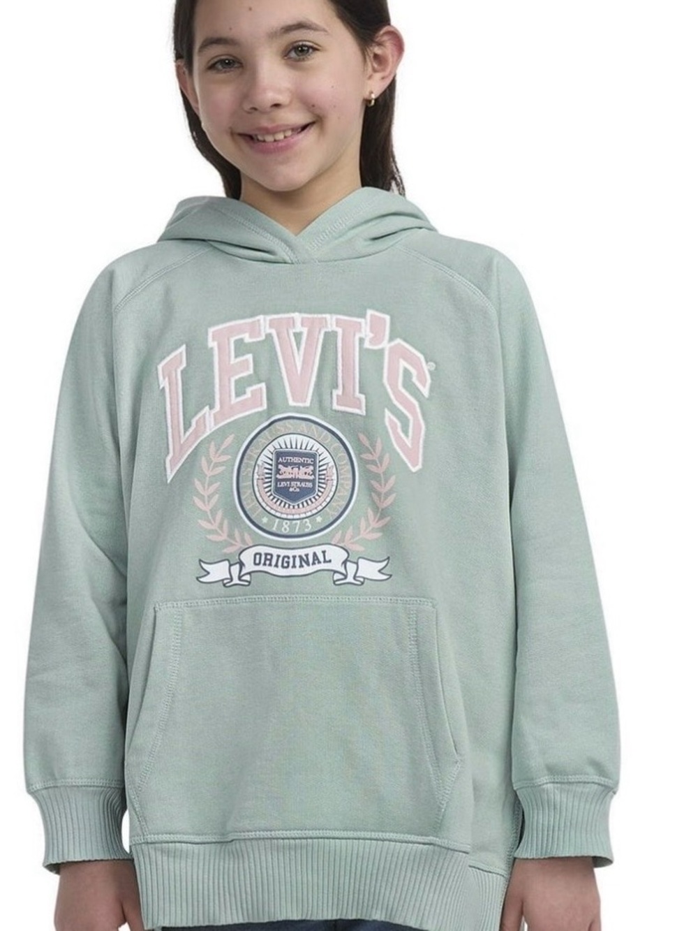 Levi's Mint Green Hoodie with Pink Logo NEW
